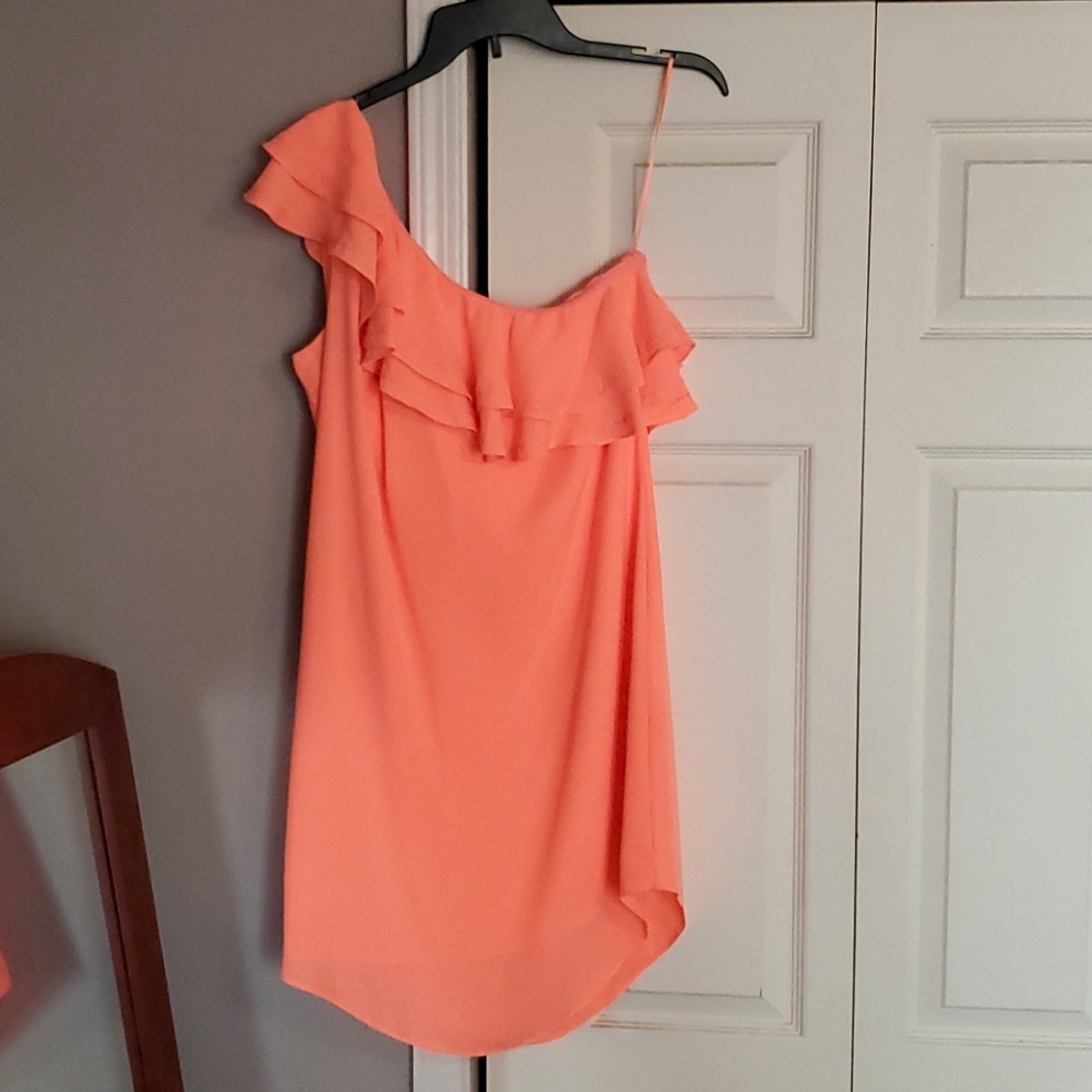 Salmon one shoulder dress